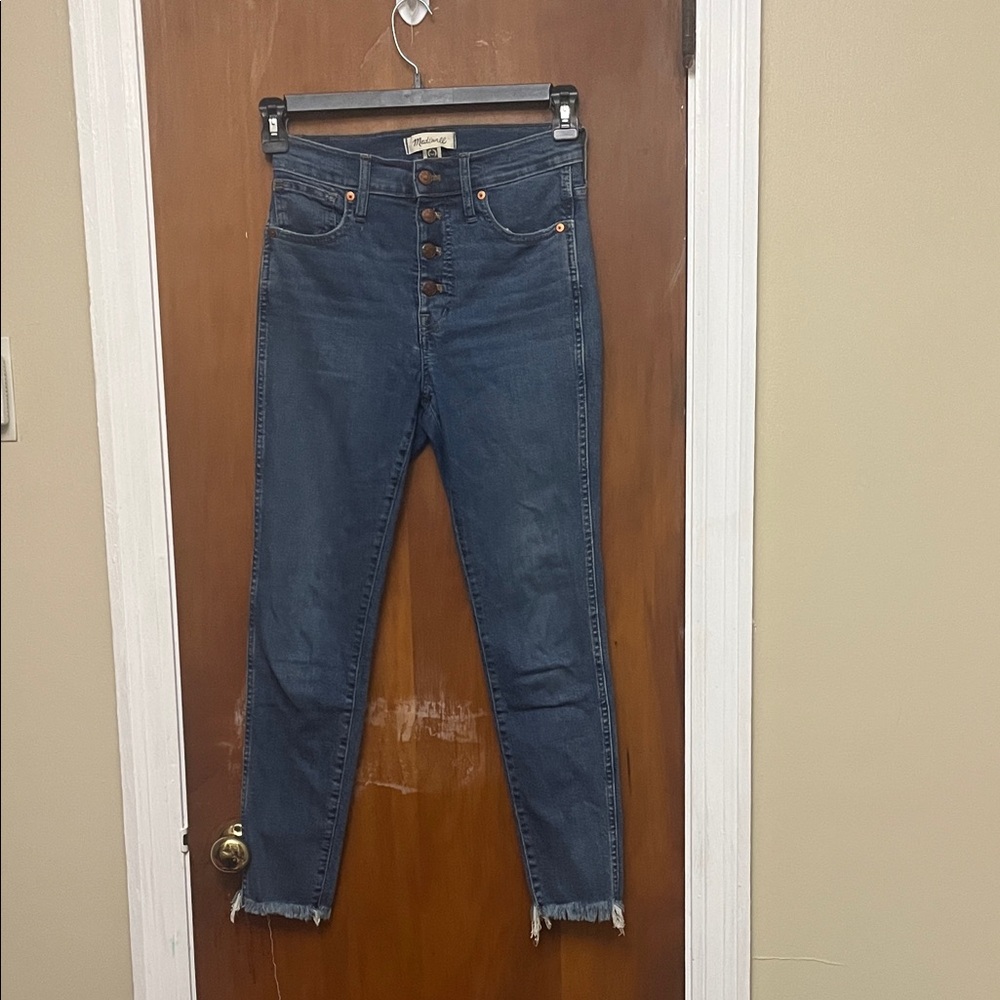 Madewell High Rise Button-Fly Jeans in Dark Blue 26